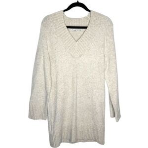 Abercrombie & Fitch Oatmeal V-Neck Sweater Dress Women’s XS Long Warm Cozy Knit